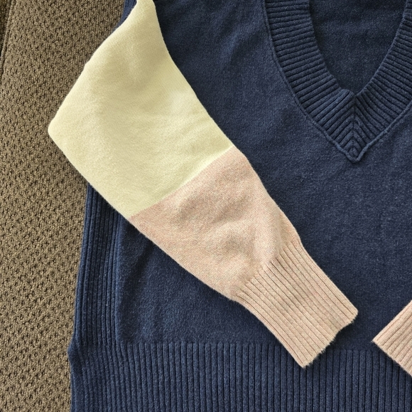 Madewell Sweater Small Women Colorblock Charleston V-Neck Pullover Cozy - Picture 4 of 12